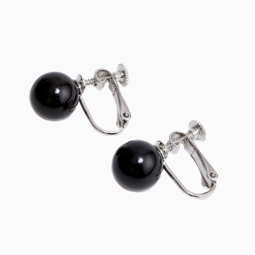 天然ジェット 8mm 10mm 42cm イヤリング&ネックレス セット 1443-FJ10