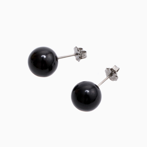 天然ジェット 8mm 10mm 42cm ピアス&ネックレス セット 1459-FJ10