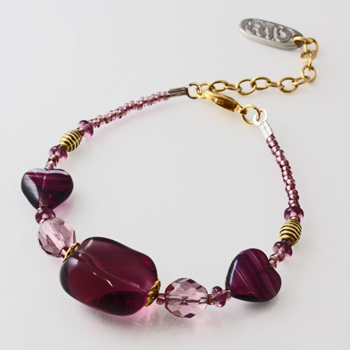 ベネチアンガラス ブレスレット パープル （アヴェ・カプリース）イタリア製　1469-NV10