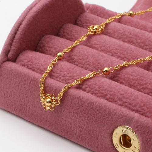 純金 ネックレス ボール＆フラワー デザイン 42cm 4.4ｇ　1575-NG11