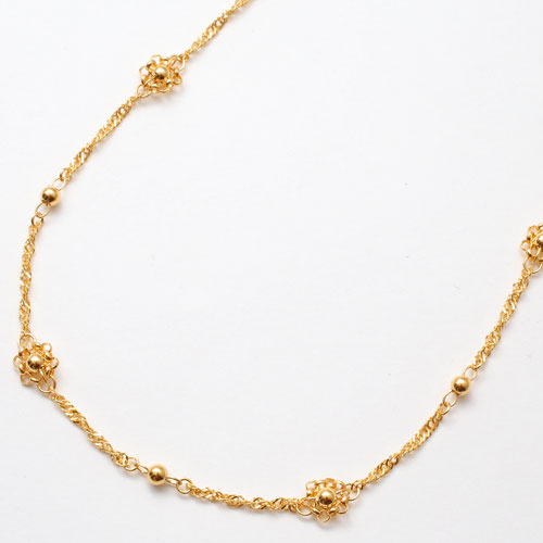 純金 ネックレス ボール＆フラワー デザイン 42cm 4.4ｇ　1575-NG11