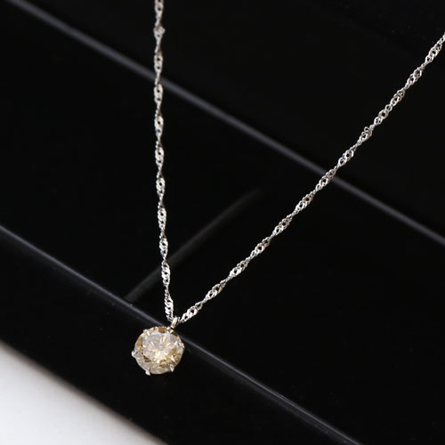 純プラチナ ダイヤモンド 0.3ct ライトブラウンカラー ペンダント 鑑別書付　1614-PP11
