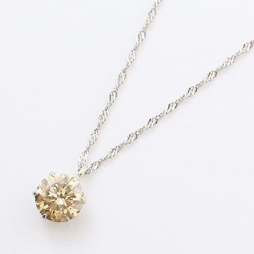 純プラチナ ダイヤモンド 0.3ct ライトブラウンカラー ペンダント 鑑別書付　1614-PP11