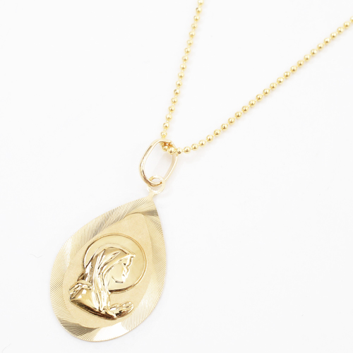 18金 マリア ペンダント しずく イタリア製 K10ベネチアンチェーン付