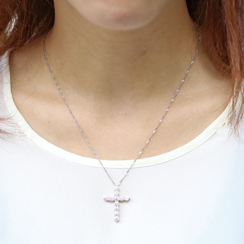 Pt1000 クロス型ペンダント ネックレス