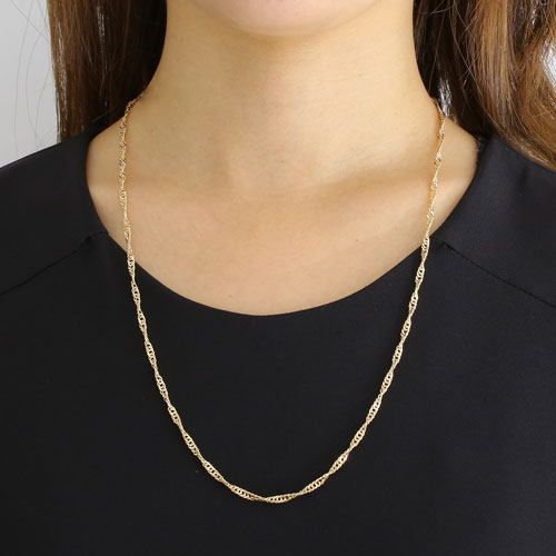 K18 男女兼用 中空 スクリューネックレス つかえる 5.21g 43㎝ G604 