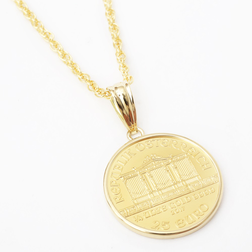 送料無料】【日本製】純金/K24/24K コイン 金貨 ペンダント ウィーン  