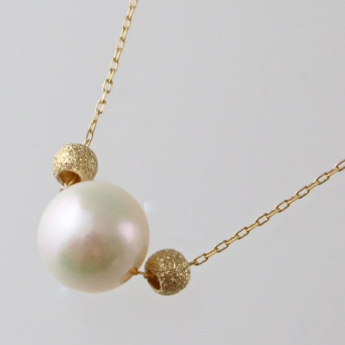 美品 甘辛く 大粒 14mm アコヤ 真珠 パール K18 ネックレス 40cm 箱bl