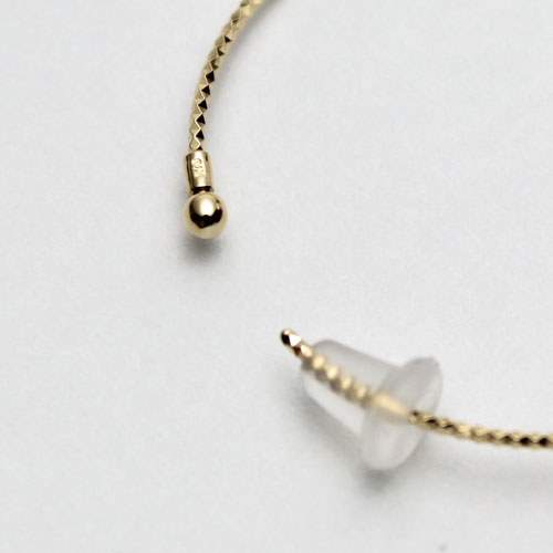 18金 ピアス イエローゴールド ダイヤモンドカット入り フープピアス　1754-PG11