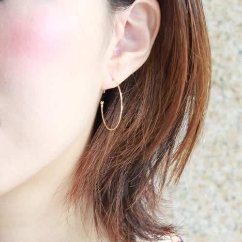 18金 ピアス イエローゴールド ダイヤモンドカット入り フープピアス　1754-PG11