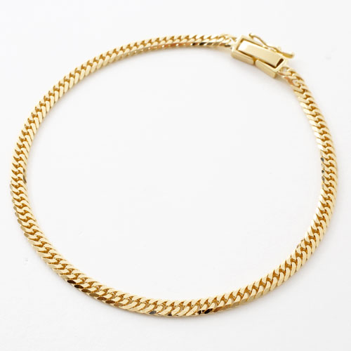 送料無料】【日本製】18金/K18 ブレスレット/ブレス 6面カット キヘイ  