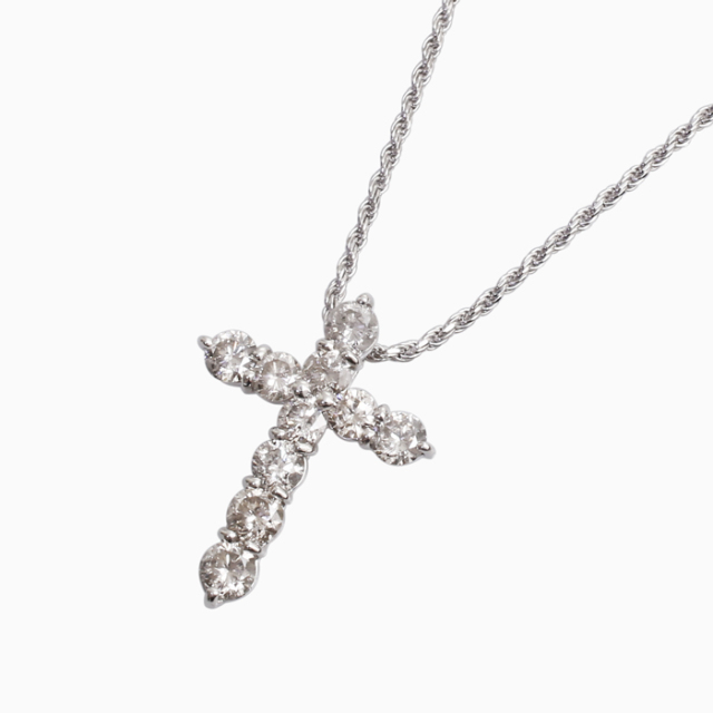 純プラチナ Pt999 PLATINUM ダイヤモンド Diamond 10石 2カラット クロス クロスペンダント ペンダント ネックレス ジュエリー 宝石 4月 誕生石 男女兼用 シルバー SV925 1877-PP13