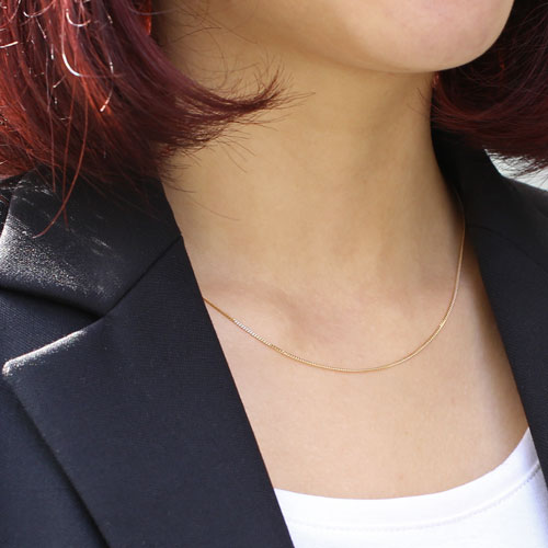 18金 イエローゴールド ネックレス 2面カット 喜平 チェーン スライド 50cm　1957-NG12