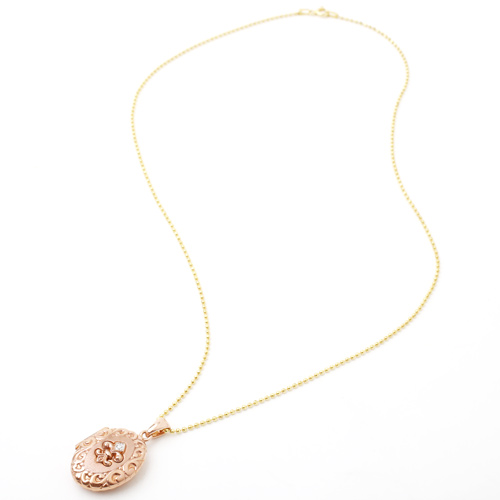 プランダ社 シルバー925 ピンクゴールド ダイヤモンド ロケットペンダント リバーシブル　1963-LS12