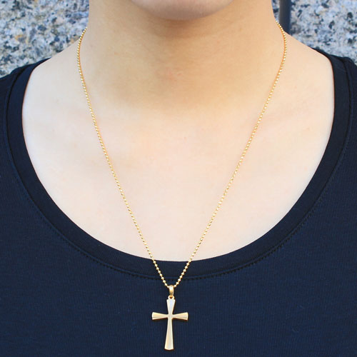 純金 クロス ペンダント K24 SV925 カットボールチェーン付　1983-PG12