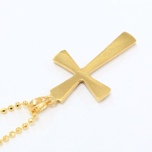 純金 クロス ペンダント K24 SV925 カットボールチェーン付　1983-PG12
