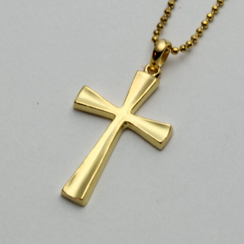 純金 クロス ペンダント K24 SV925 カットボールチェーン付　1983-PG12