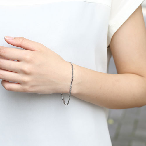 プラチナ ブレスレット 喜平 ダブル6面カット キヘイ チェーン 中折式留具 18cm 5.3g　1985-BP12