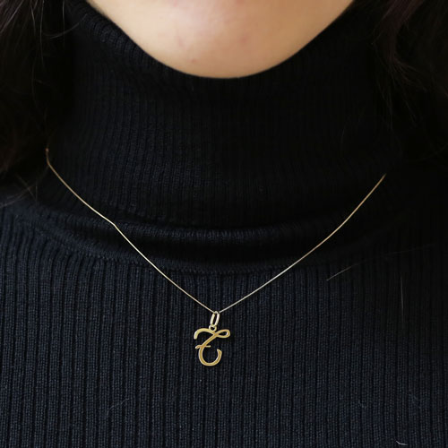 18金 ペンダント イエローゴールド イニシャル T デザイン　1989-PG12