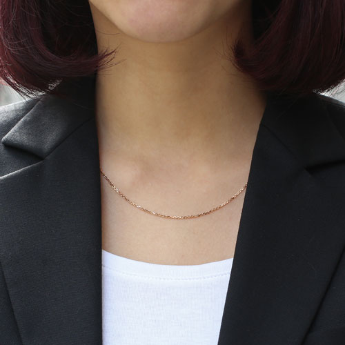 18金 ピンクーゴールド ネックレス アズキチェーン スライド アジャスター 50cm 3.6g　2005-NG12