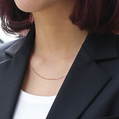 18金 ピンクーゴールド ネックレス アズキチェーン スライド アジャスター 50cm 3.6g　2005-NG12