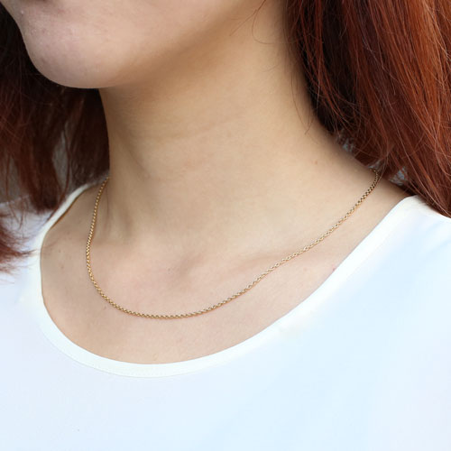 18金 イエローゴールド ネックレス アズキチェーン スライド アジャスター 50cm　2040-NG13