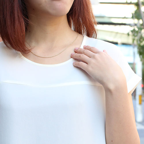 18金 イエローゴールド ネックレス アズキチェーン スライド アジャスター 50cm　2040-NG13