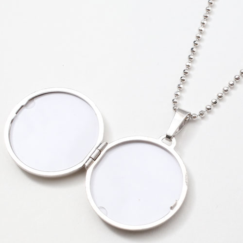 シルバー　ロケットペンダント　ブラックオニキス　ラウンド　　MERZ 2055-LS13