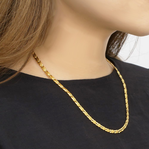 純金 リーフモチーフ デザインネックレス 45cm 6.9g K24　2075-NG13