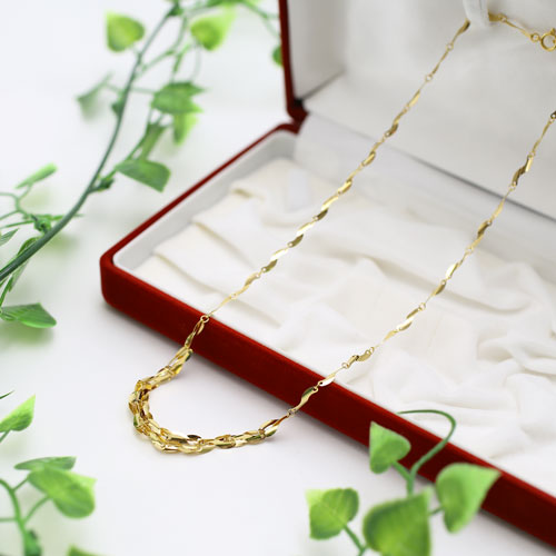 純金 24金 デザインネックレス ボリューム グラデーション デザイン 42cm 4.9g 2102-NG14