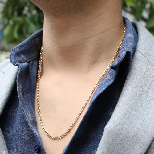 送料無料】【日本製】18金/750/K18YG ネックレス/チェーン 4面カット  