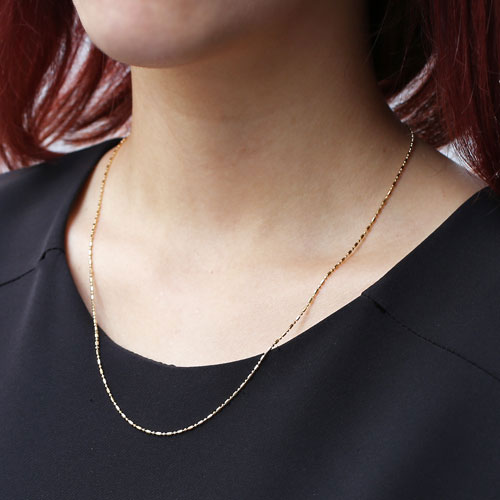 18金 イエローゴールド ネックレス 8面カット ショート・ロング フリーサイズ　2118-NG14