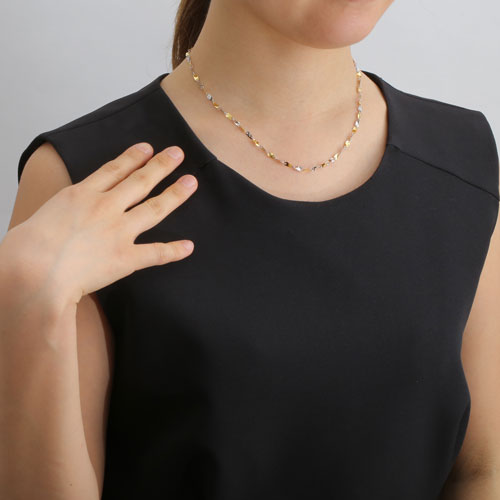 純金 純プラチナ コンビ ネックレス プレシャスシャイン　2124-NP14