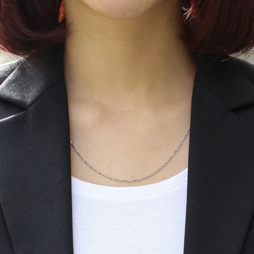 純プラチナ(純Pt/Pt999) ネックレス スクリューチェーン 50cm グラデーション（中太）　2148-NP14