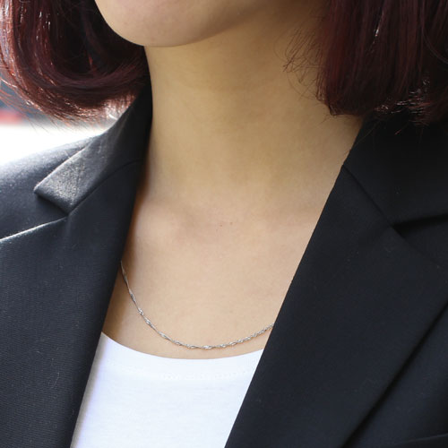 純プラチナ(純Pt/Pt999) ネックレス スクリューチェーン 50cm グラデーション（中太）　2148-NP14