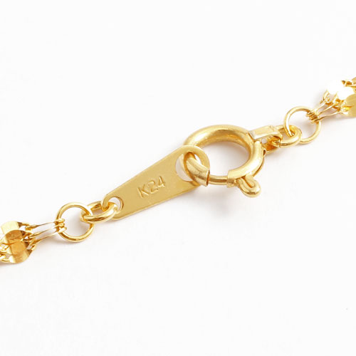 純金 ネックレス ペダル チェーン 2連 ネックレス K24　2153-NG14