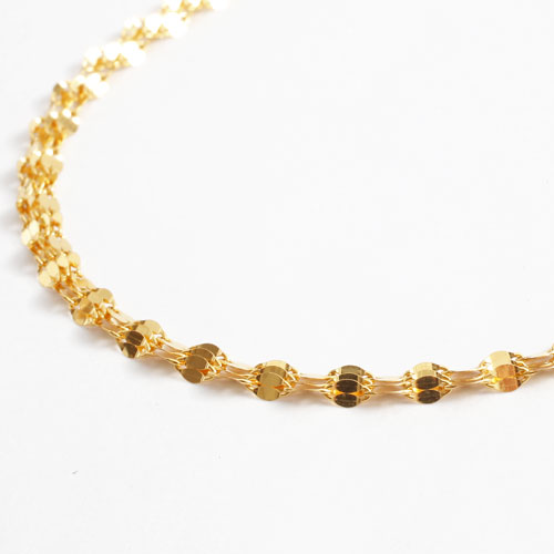 純金 ネックレス ペダル チェーン 2連 ネックレス K24　2153-NG14