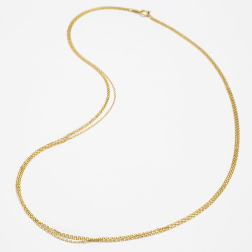純金 24金 K24 3連 カットアズキ ネックレス 45cm 5.4g　2165-NG14