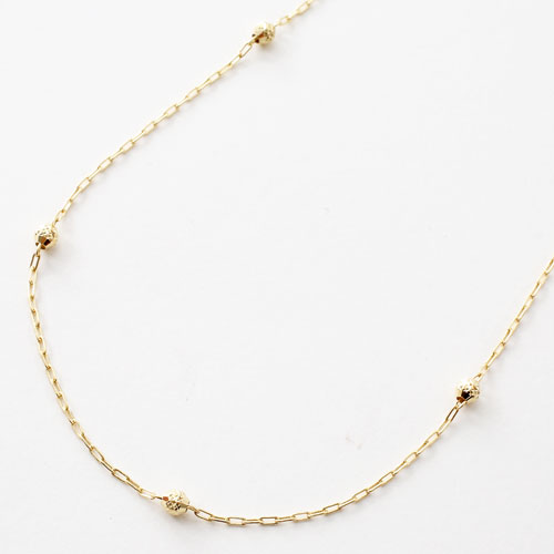 18金 ネックレス ミステリー ミラーボール 小豆チェーン 43cm　2171-NG14