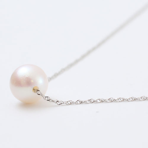 プラチナ あこや真珠 ペンダント スクリュー チェーン 45cm ネックレス　2201-PP14