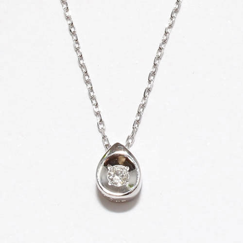 10金 ホワイトゴールド ダイヤモンド 0.04ct ペンダント 涙のしずく　2208-PG14