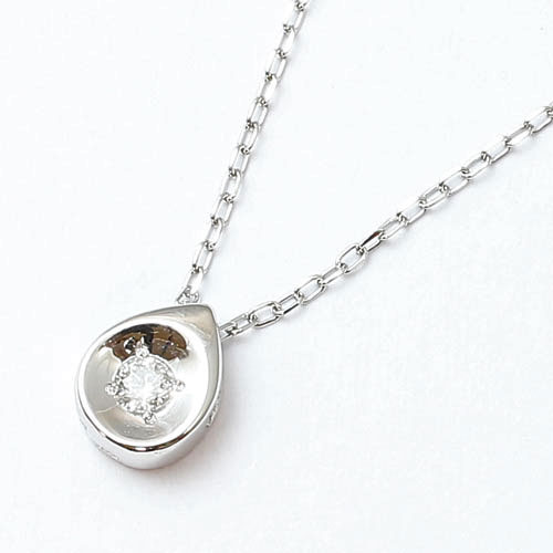 10金 ホワイトゴールド ダイヤモンド 0.04ct ペンダント 涙のしずく　2208-PG14