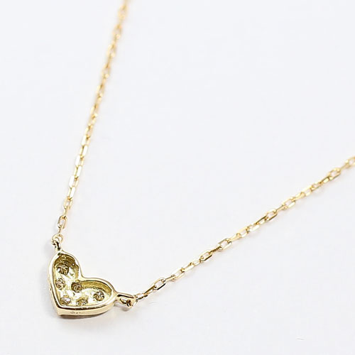 18金 ダイヤモンド 0.05ct ハート ペンダント ネックレス K18YG　2209-PG14
