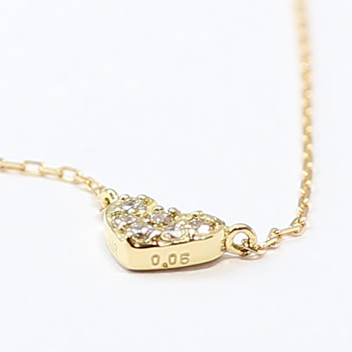 18金 ダイヤモンド 0.05ct ハート ペンダント ネックレス K18YG　2209-PG14