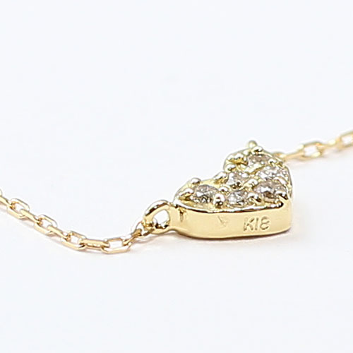 18金 ダイヤモンド 0.05ct ハート ペンダント ネックレス K18YG　2209-PG14
