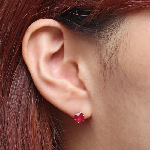 送料無料】【日本製】18金/K18 イエローゴールド ピアス 天然石/ルビー  