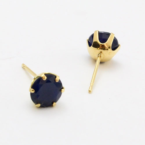 18金イエローゴールド ピアス 天然サファイア 合計2カラット キャッチ式　2235-IG15