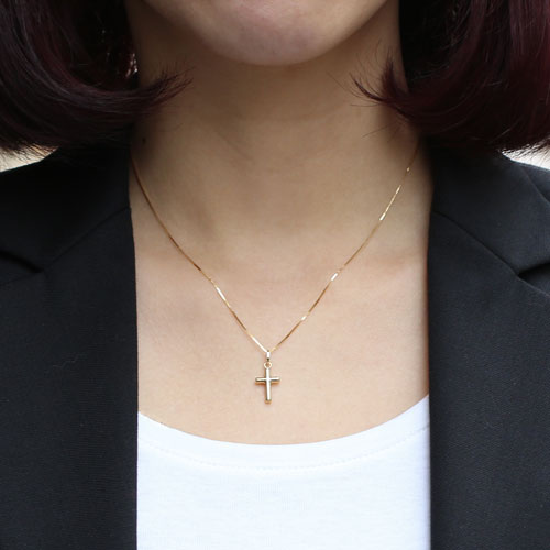 【送料無料】【イタリア製】18金/Ｋ18 ペンダント 十字架 クロス  10金/Ｋ10 ベネチアンチェーン付 イエローゴールド　2302-PG15