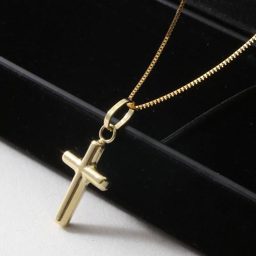 【送料無料】【イタリア製】18金/Ｋ18 ペンダント 十字架 クロス  10金/Ｋ10 ベネチアンチェーン付 イエローゴールド　2302-PG15