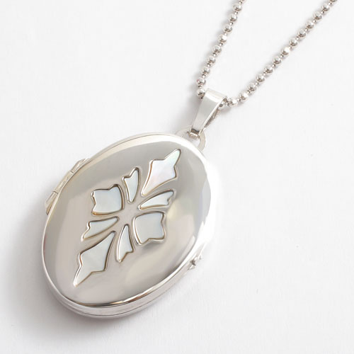 シルバー ロケットペンダント マザーオブパール MERZ　2303-LS15